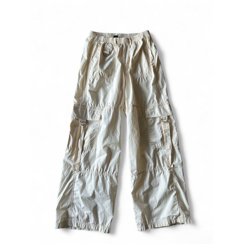 NWT Wild Fable Women's S Off-White Mid-Rise Wide Leg Cargo Pants Pull On NEW $32